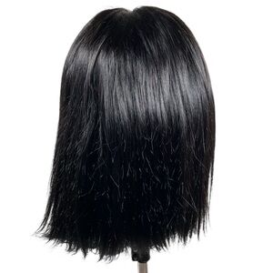 Natural Black Human Hair Lace Front 12 Inch Bob Wig